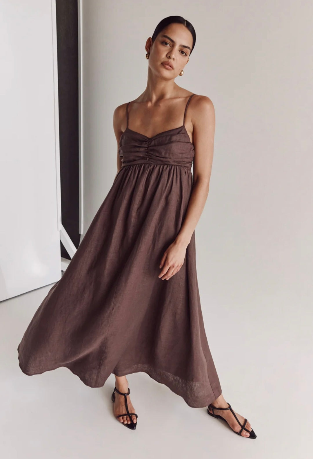 Brown Linen Dress | Maxi Dress | Linen Dress | Linen Clothing | 100% Organic Linen